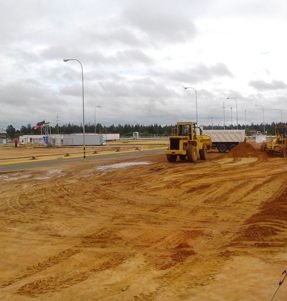 Bulldozer performing earthwork during site preparation